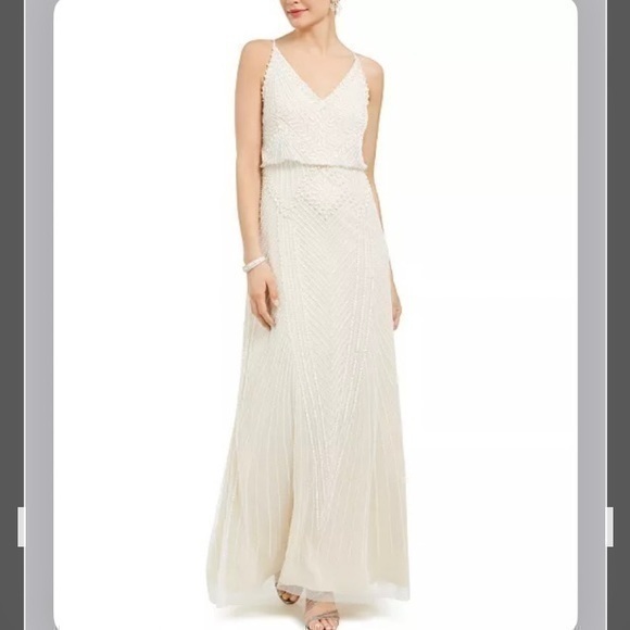 Adrianna Papell Dresses & Skirts - ADRIANNA PAPELL Imitation Pearl Bead Embellished Blouson Gown in Ivory Size 10